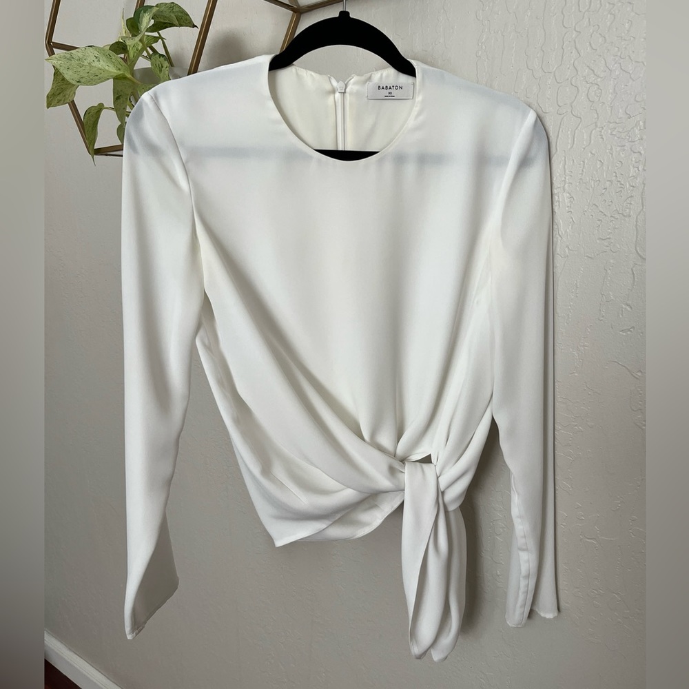 Aritzia Babaton long sleeve blouse with knot